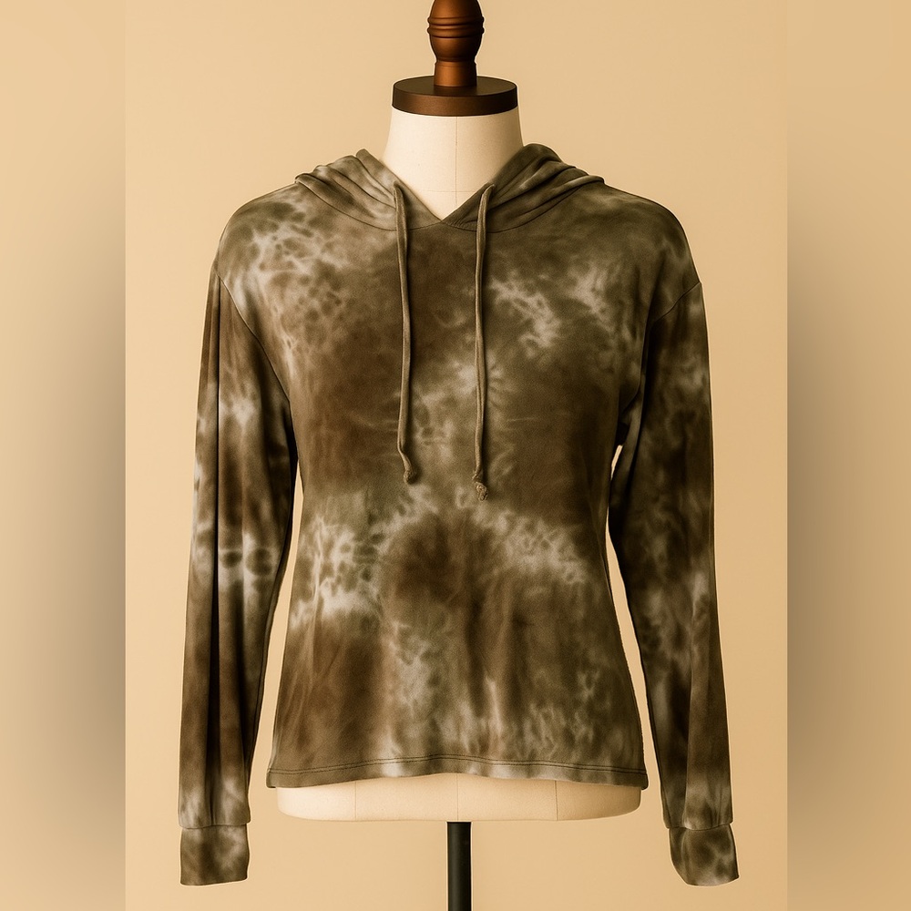 Tie-Dye Hoodie in Olive Green